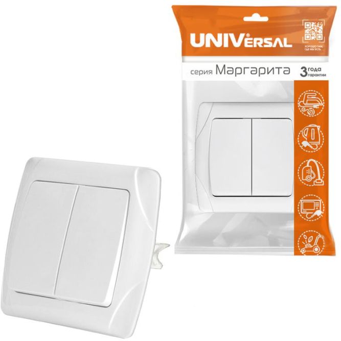 Выключатель 2-кл. СП Маргарита 10А IP20 бел. UNIVersal М0023