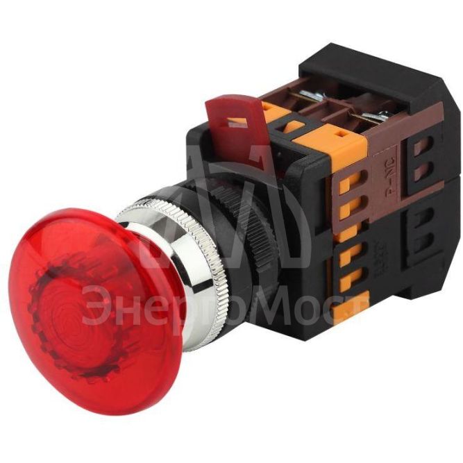 Кнопка AELA-22 &amp;quot;Грибок&amp;quot; d22мм 1з+1р неон/240В BBG20-AELA-K04E красн. ЭРА Б0045630