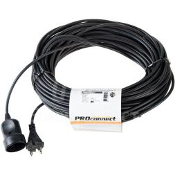 Удлинитель-шнур 1х30м без заземл. 6А IP20 1.3кВт ПВС 2х0.75 черн. PROCONNECT 11-7116