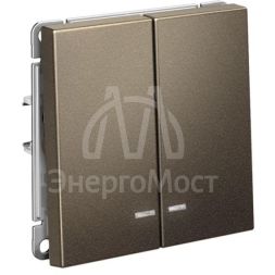 Выключатель 2-кл. ArtGallery (сх. 5а) 10AX с подсветкой механизм мокко SE GAL000653