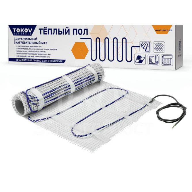 Комплект &amp;quot;Теплый пол&amp;quot; (мат) 150Вт/кв.м 1кв.м TOKOV ELECTRIC TKE-MAT150-150-1