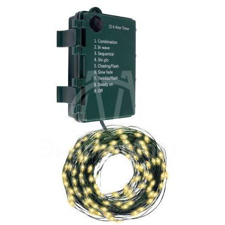 Гирлянда &amp;quot;Роса&amp;quot; DC-G06-120Y 120 microLED 12.1м. 8реж. 3хAA желт. ФАZА 5059634