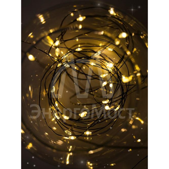 Гирлянда &amp;quot;Роса&amp;quot; DC-G06-120Y 120 microLED 12.1м. 8реж. 3хAA желт. ФАZА 5059634