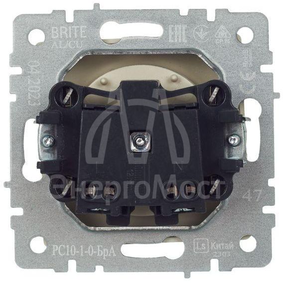 Розетка BRITE РС10-1-0-БрА 10А без заземл. без защ. шторок алюм. IEK BR-R10-10-K47