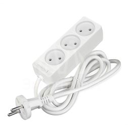 Удлинитель 3х1.5м без заземл. 10А IP20 2.2кВт ПВС 2х0.75 бел. DOMTOK 2370