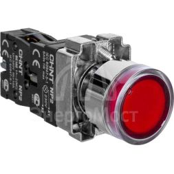 Кнопка управления NP2-BW3461 1НО красн. AC/DC 230В(LED) IP40 (R) CHINT 574080