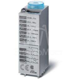 Таймер миниатюрный мультифункциональный (AI DI SW GI) монтаж в розетку 240В AC 2CO 10А регулировка времени 0.05с…100ч IP40 в комплекте металлич. клипса 094.81 FINDER 850282400000