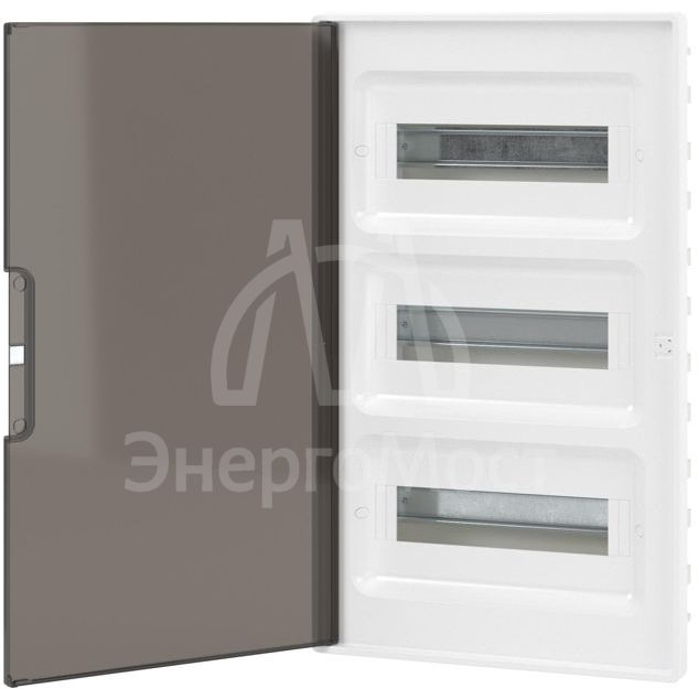 Щиток встраиваемый FRAME 36мод с тонированной дверцей с 4 шинами PEN (2шт на 8 отверст. и 2шт на 10 отверст.) бел. DKC F36B1WD