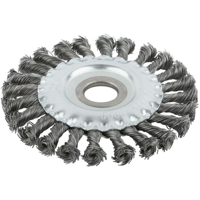 Корщетка тип "колесо" посадочный диаметр 22.2мм стальная витая проволока 125мм MOS 38930М