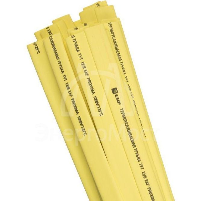 Трубка термоусадочная ТУТ нг 10/5 желт. 1м (уп.50шт) PROxima EKF tut-10-y-1m