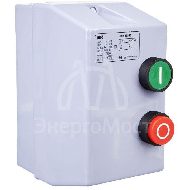 Контактор КМИ-11860 18А 380В/АС3 IP54 IEK KKM16-018-380-00