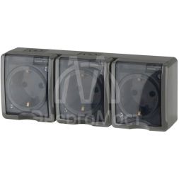 Розетка ОП 11-2406-03 3х2P+E IP54 шторки 16АХ-250В Эксперт сер. ЭРА Б0020723