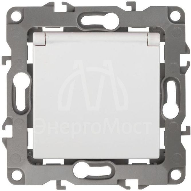 Механизм розетки 1-м СП Эра12 12-2103-01 16А IP20 16AX 250В 2P+E Schuko защ. шторки с крышкой бел. Эра Б0014693