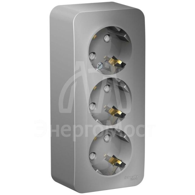 Розетка 3-м ОП BLANCA 16А 250В защ. шторки с заземл. изол. пласт. алюм. SchE BLNRA011313