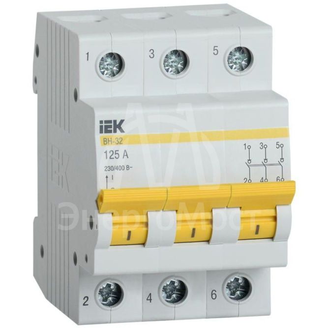 Выключатель нагрузки (мини-рубильник) ВН-32 3Р 125А IEK MNV10-3-125