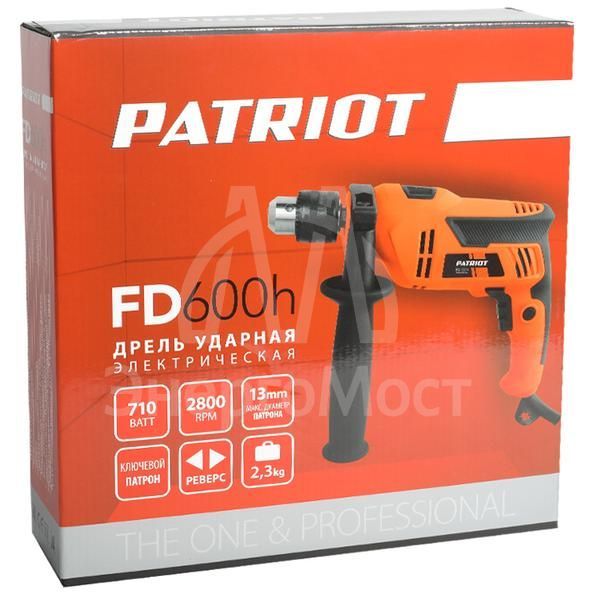 Дрель электрическая ударная FD 600h с ударом 710Вт 0-2800об/мин 44800уд/мин PATRIOT 120301440