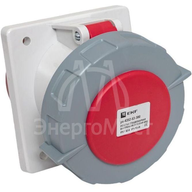 Розетка стационарная внутренняя угловая 4252 3Р+РЕ+N 32А 380В IP67 PROxima EKF ps-4252-32-380