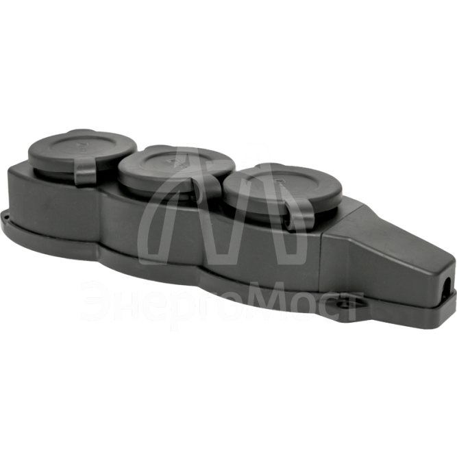 Розетка 3-м 16А IP44 2P+PE 230В с защ. крышками каучук EKF RPS-015-16-230-44