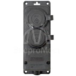 Розетка 2-м 16А IP44 2P+PE 230В с защ. крышками каучук PROxima EKF RPS-018-16-230-44-r