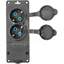 Розетка 2-м 16А IP44 2P+PE 230В с защ. крышками каучук PROxima EKF RPS-018-16-230-44-r