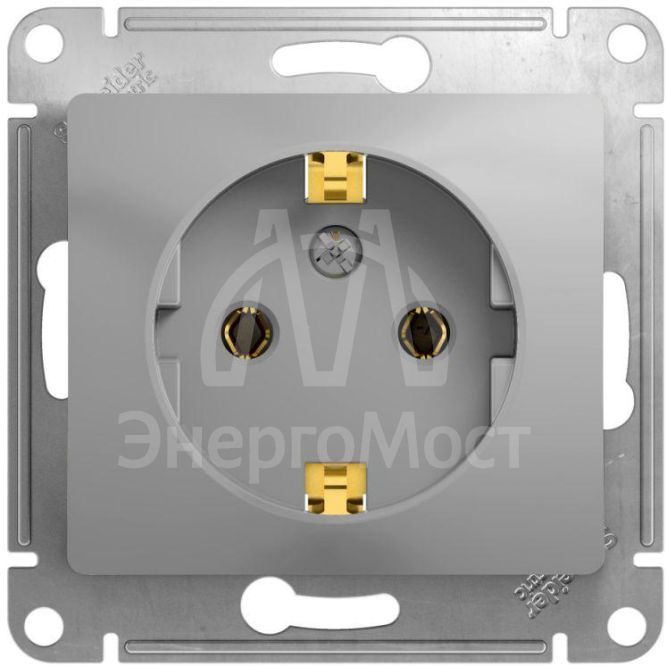 Механизм розетки 1-м СП Glossa 16А с заземл. алюм. SchE GSL000343