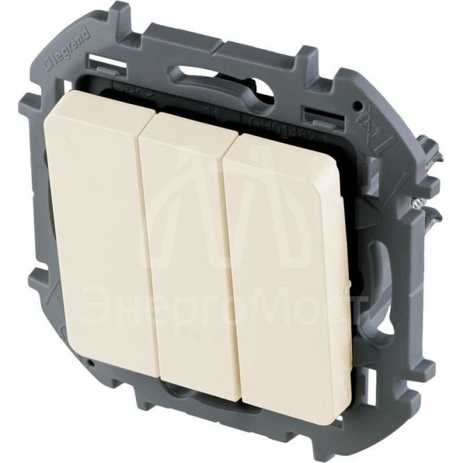 Выключатель 3-кл. Inspiria 250В 10AX сл. кость Leg 673641