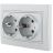 Розетка 2-м СП Мира керам. с заземл. метал. сер. LEZARD 701-1010-127