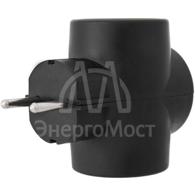 Разветвитель 3-м без заземл. 6-10А черн. Rexant 11-1076