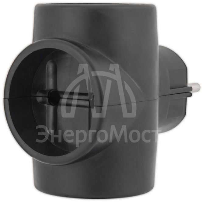 Разветвитель 3-м без заземл. 6-10А черн. Rexant 11-1076