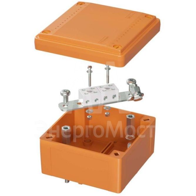 Коробка ответвительная FS 100х100х50мм 4р 450В 6А 4кв.мм с гладкими стенками и клеммн. IP56 пластик. DKC FSB10404