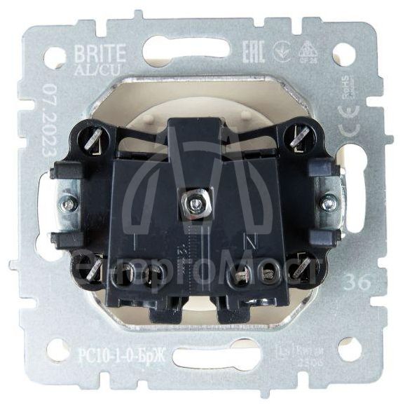 Розетка 1-м СП BRITE РС10-1-0-БрЖ 10А без заземл. без защ. шторок жемчуж. IEK BR-R10-10-K36