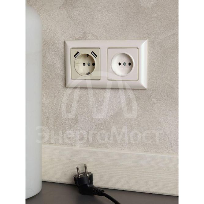 Розетка 1-м СП BRITE РС10-1-0-БрЖ 10А без заземл. без защ. шторок жемчуж. IEK BR-R10-10-K36