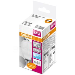Лампа светодиодная LED STAR CLASSIC P 60 6.5W/840 6.5Вт шар 4000К нейтр. бел. E14 550лм 220-240В матов. пласт. OSRAM 4058075134263