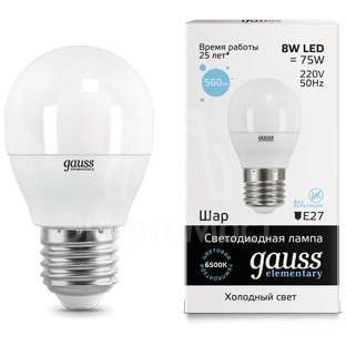 Лампа светодиодная Elementary Globe 8Вт E27 6500К Gauss 53238