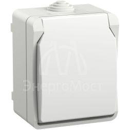 Розетка ОП Форс РСб20-3-ФБ 16А IP54 с заземл. защ. шторки бел. IEK ERS12-K01-16-54-DC