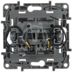 Выключатель 2-кл. СП Etika 10А IP20 250В 10AX с подсветкой/индикацией авт. зажимы механизм антрацит Leg 672604