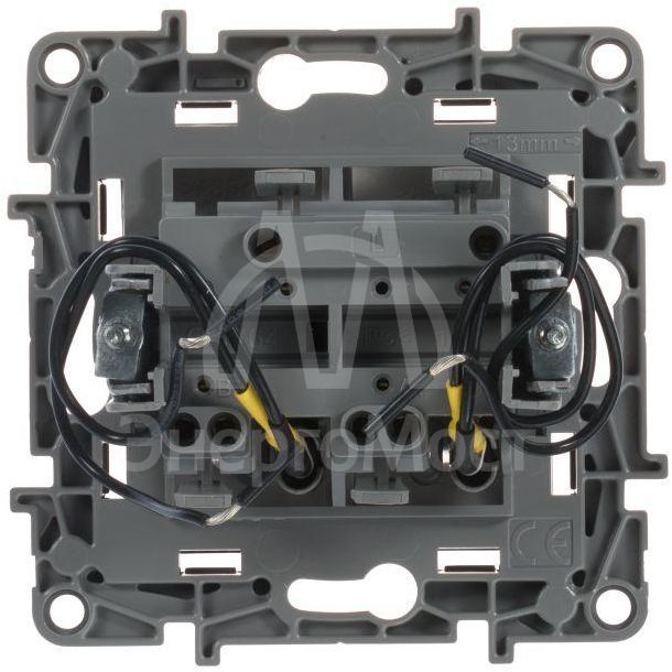 Выключатель 2-кл. СП Etika 10А IP20 250В 10AX с подсветкой/индикацией авт. зажимы механизм антрацит Leg 672604