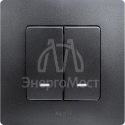 Выключатель 2-кл. СП Etika 10А IP20 250В 10AX с подсветкой/индикацией авт. зажимы механизм антрацит Leg 672604