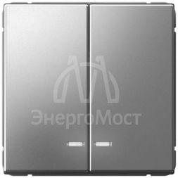 Выключатель 2-кл. ArtGallery (сх. 5а) 10AX с подсветкой механизм сталь SE GAL000953