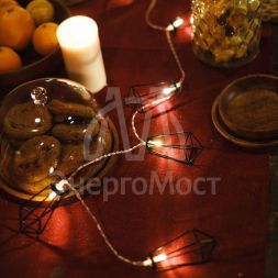 Гирлянда светодиодная &amp;quot;Кристаллы черные&amp;quot; 1.5м 10LED тепл. бел. 0.1Вт IP20 провод ПВХ прозр. элементы питания 2хAA (не в компл.) Neon-Night 304-017