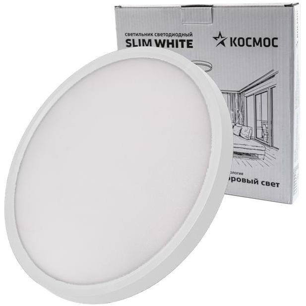 Светильник светодиодный SLIM WHITE 38Вт 6500К IP40 2700лм 230В 400х25мм КОСМОС KSlim38w_W6500K