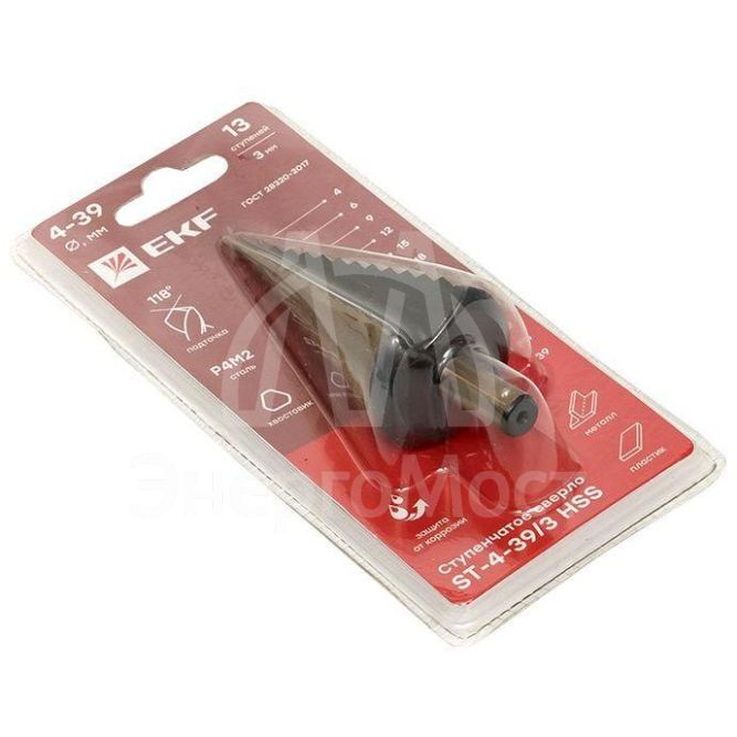 Сверло ступенчатое ST-4-39/3 HSS 13 ступ. EKF ST-4-39/3