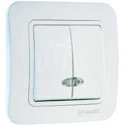 Выключатель 2-кл. СП Lillium 10А IP20 с подсветкой бел./бел. Makel 70023