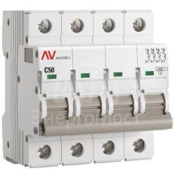 Выключатель автоматический модульный 4п C 50А 6кА AV-6 AVERES EKF mcb6-4-50C-av
