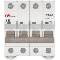 Выключатель автоматический модульный 4п C 50А 6кА AV-6 AVERES EKF mcb6-4-50C-av