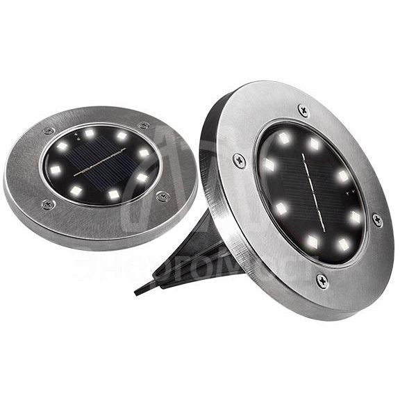Светильник светодиодный SLR-S12 8SMD грунтовый IP44 корпус нерж. сталь солнечная батарея (уп.2шт) ФАZА 5040984