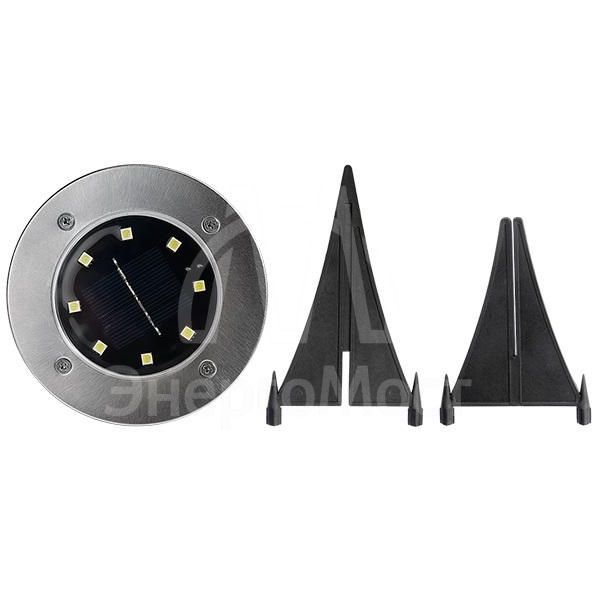 Светильник светодиодный SLR-S12 8SMD грунтовый IP44 корпус нерж. сталь солнечная батарея (уп.2шт) ФАZА 5040984