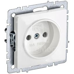 Розетка BRITE РС10-1-0-БрБ 10А без заземл. без защ. шторок бел. IEK BR-R10-10-K01