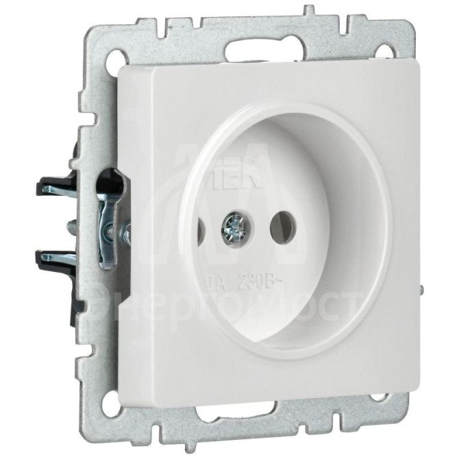 Розетка BRITE РС10-1-0-БрБ 10А без заземл. без защ. шторок бел. IEK BR-R10-10-K01