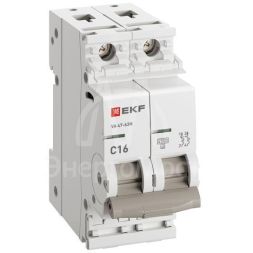Выключатель автоматический модульный 2п 16А C 4.5кА ВА 47-63N PROxima EKF M634216C